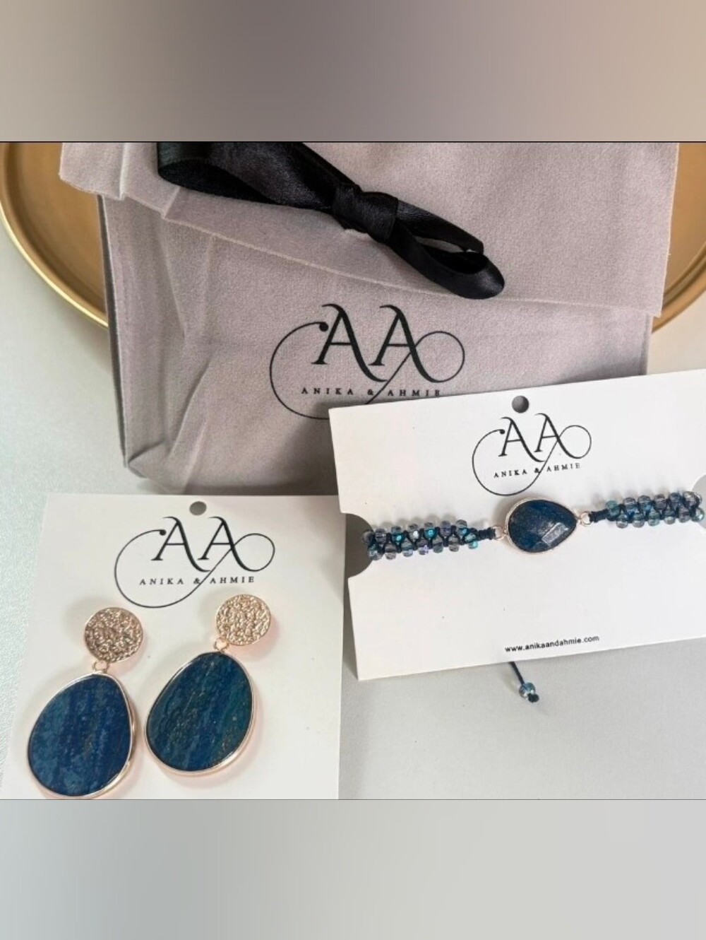 Anika & Ahmie Lapis Lazuli Stone Jewelry Set New